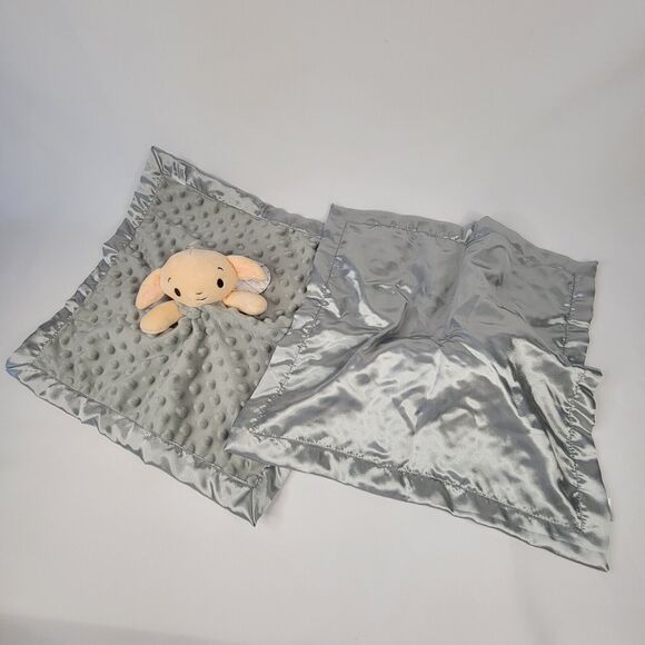 Lot 2 Harry Potter Dobby Plush Loveys Baby Security Blankets Toy Gray Satin Trim - Picture 3 of 9